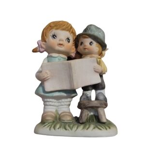 Artmark figurine girl reading to a little boy Vintage Brother Sister Family Gift